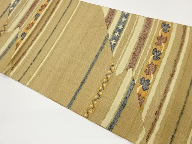 JAPANESE NAGOYA OBI / TSUMUGI / WOVEN GEOMETRIC